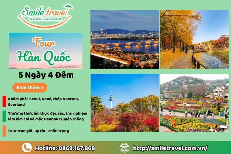 Tour du lịch Hàn Quốc 5 ngày 4 đêm hấp dẫn mới