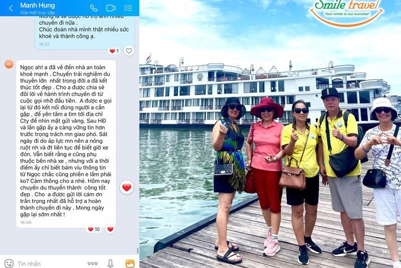 Feedback khách hàng đánh giá tour du thuyền Ambassador của Smile Travel