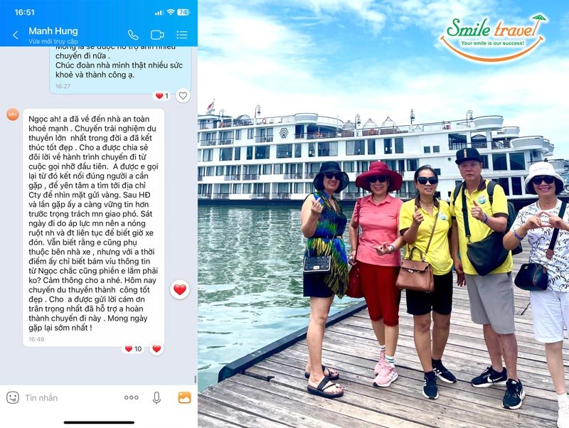 Feedback khách hàng đánh giá tour du thuyền Ambassador của Smile Travel