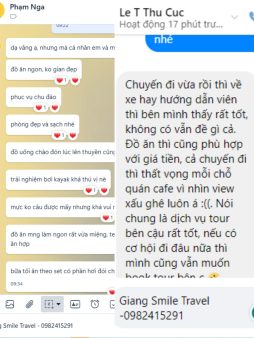 Feedback khách hàng đánh giá Smile Travel