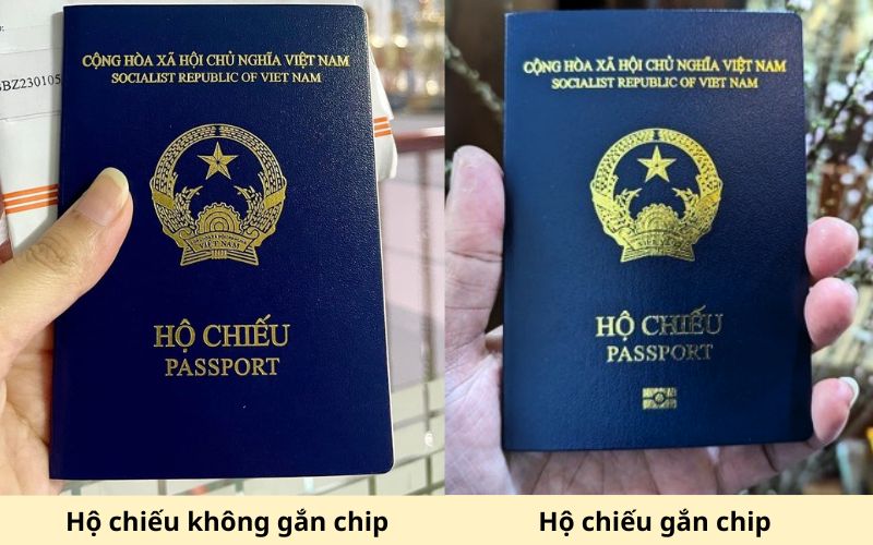 hộ chiếu không gắn chip và hộ chiếu gắn chip