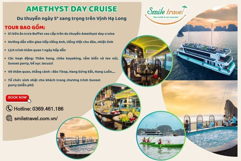 Tour du thuyền Amethyst Day Cruise 5 sao