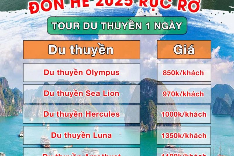 Tour du thuyền Hạ Long mùa hè 2025