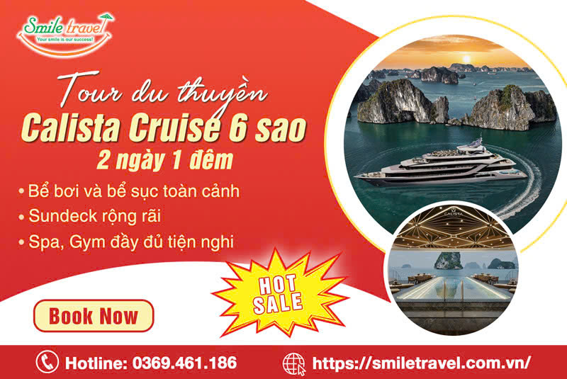 Tour du thuyền Calista 2 ngày 1 đêm đẳng cấp 6 sao