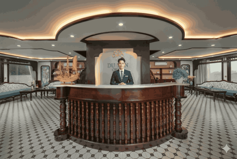 Sảnh lễ tân rộng bày trí tinh tế 