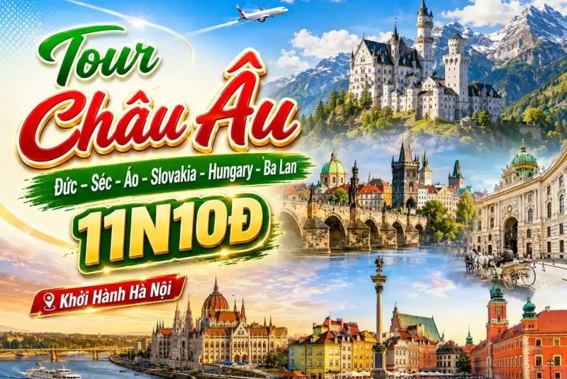 Tour Đông Âu Đức – Séc – Áo – Slovakia – Hungary – Ba Lan 11N10Đ